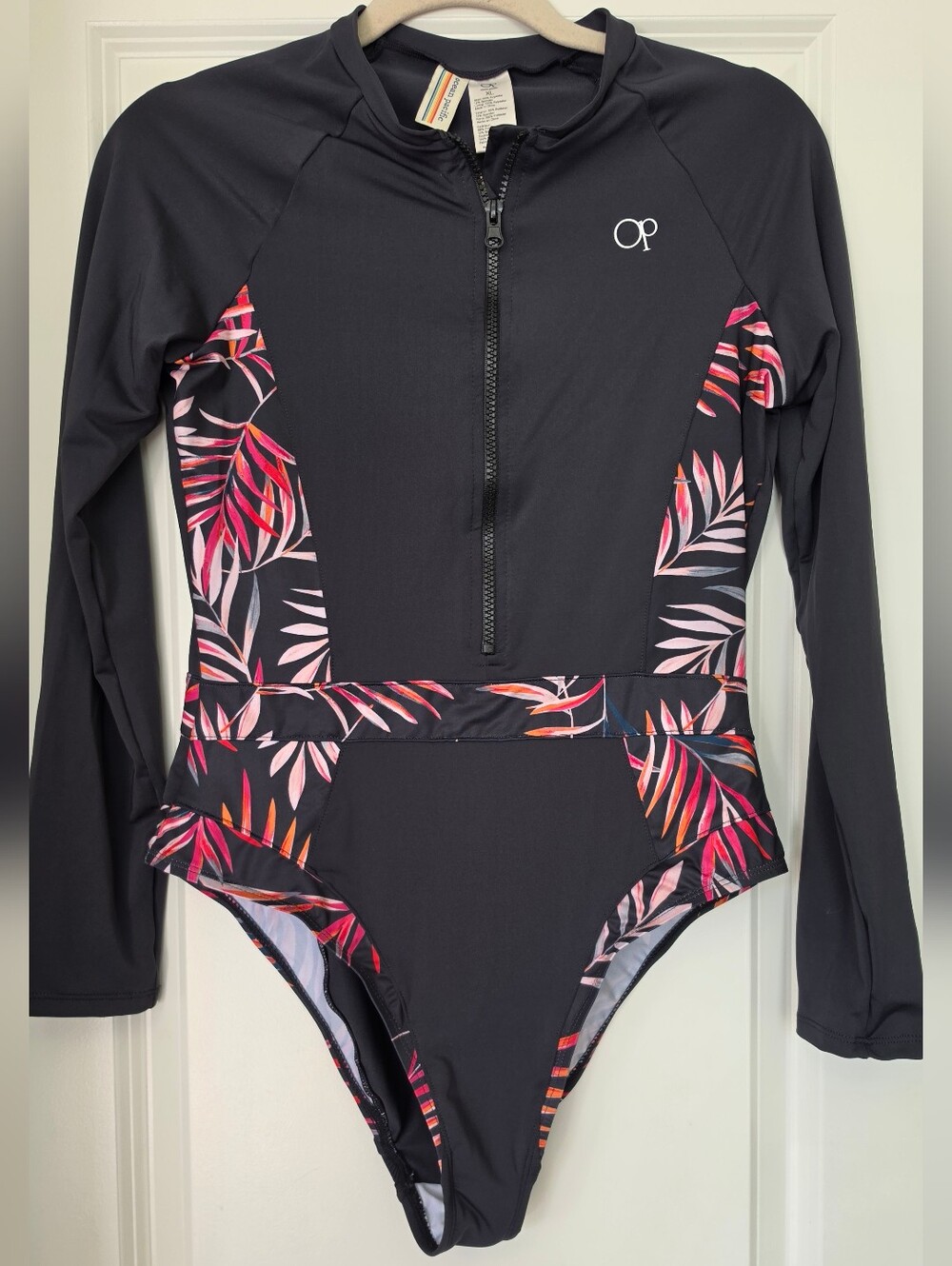 OP Ocean Pacific Long Sleeve One Piece Swimsuit Rash Guard Women’s XL